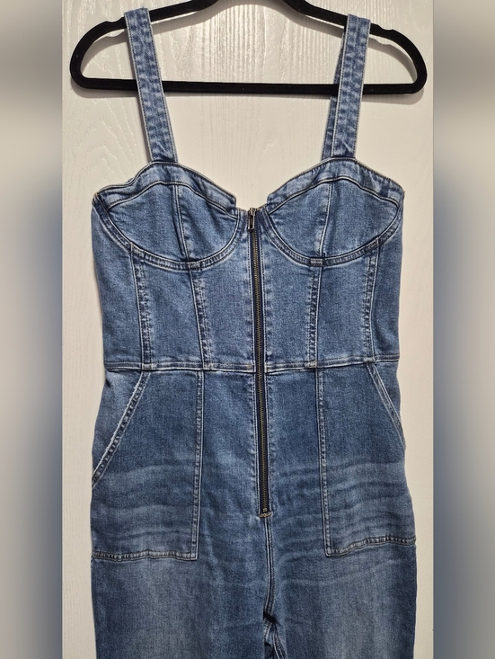 Alice + Olivia Jeans Lovetta Denim Wide Leg Jumpsuit Monterey Blue Size 30 - Picture 5 of 12